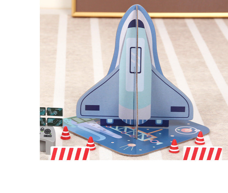 Estación Espacial de Madera con Tren y Astronautas – 89 Piezas para una Aventura Galáctica