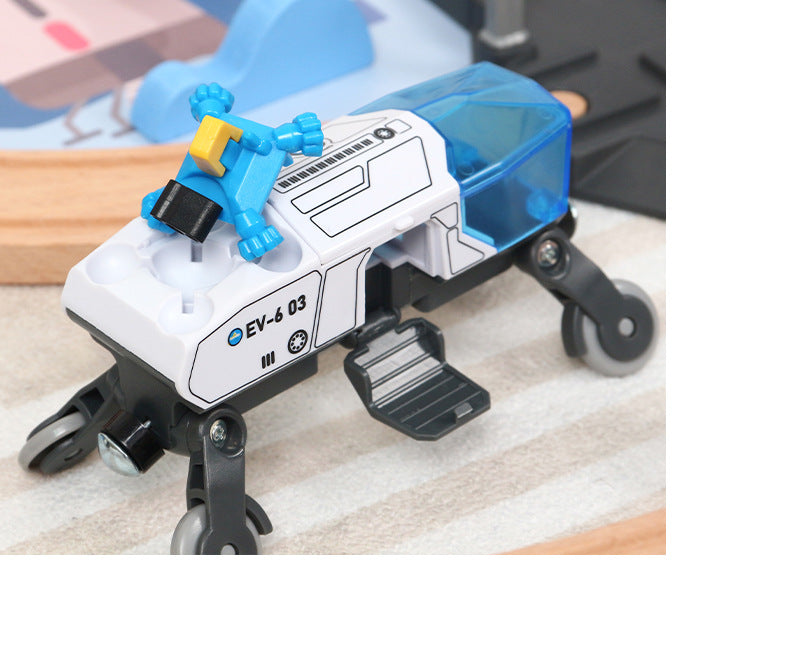 Estación Espacial de Madera con Tren y Astronautas – 89 Piezas para una Aventura Galáctica