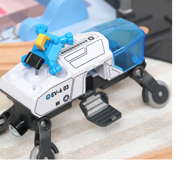 Estación Espacial de Madera con Tren y Astronautas – 89 Piezas para una Aventura Galáctica