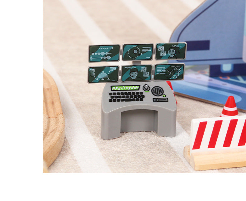 Estación Espacial de Madera con Tren y Astronautas – 89 Piezas para una Aventura Galáctica