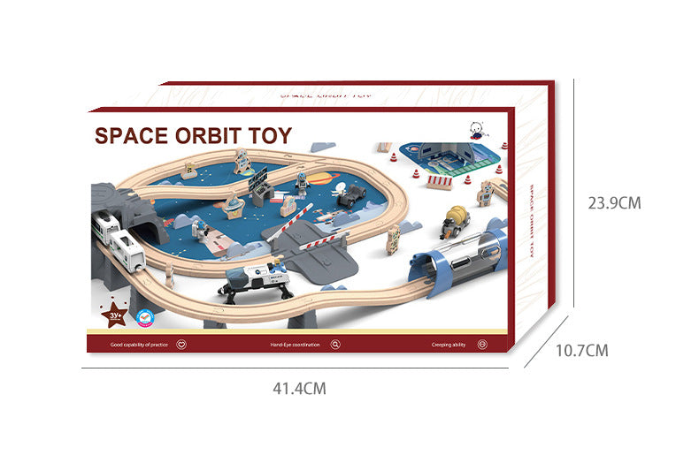 Estación Espacial de Madera con Tren y Astronautas – 89 Piezas para una Aventura Galáctica