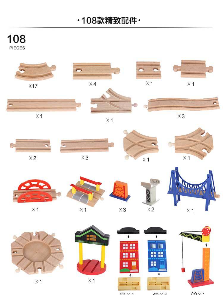Paquete de 2 pistas de tren de madera multivías, accesorios de expansión para la mayoría de los principales trenes de juguete, juegos de actividades de mesa de ferrocarril Paquete de 2 pistas de tren de madera multivías, accesorios de expansión para la mayoría de los principales trenes de juguete, juegos de actividades de mesa de ferrocarril