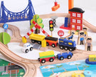 Mega Pista de Tren de Madera – Ciudad y Puerto con 108 Piezas
