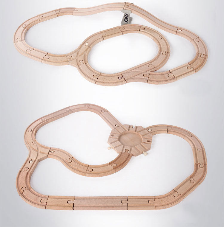 Mega Pista de Tren de Madera – Ciudad y Puerto con 108 Piezas