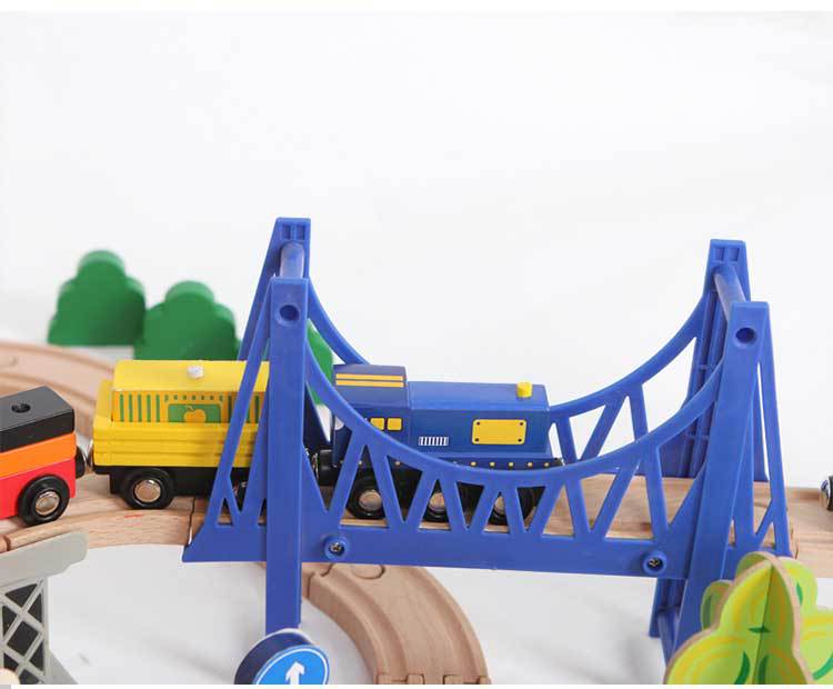 Mega Pista de Tren de Madera – Ciudad y Puerto con 108 Piezas