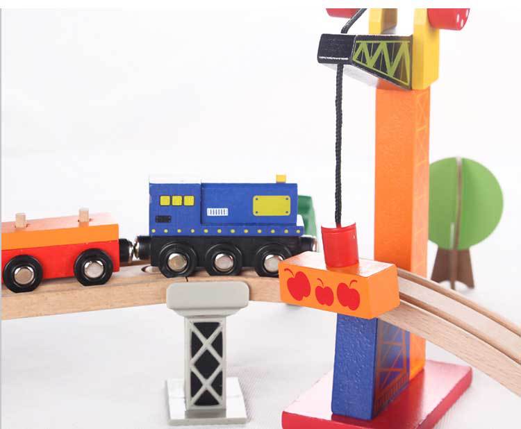 Mega Pista de Tren de Madera – Ciudad y Puerto con 108 Piezas