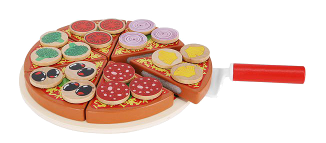 Pizza de Madera con Ingredientes Intercambiables – 27 piezas para crear, cortar y compartir