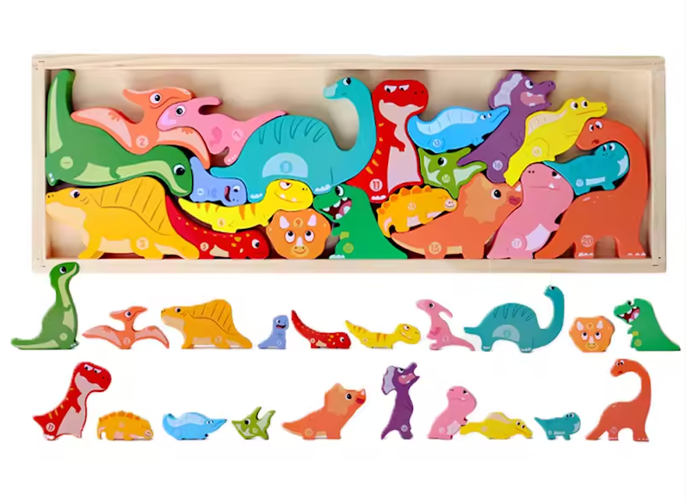 Abecedario Jurásico – Puzzle Montessori de Dinosaurios en Madera