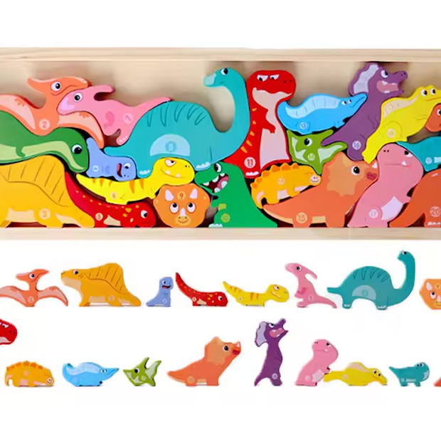 Abecedario Jurásico – Puzzle Montessori de Dinosaurios en Madera