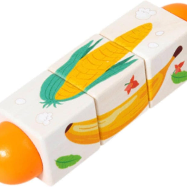 Twist & Match Frutas y Verduras – Puzzle Giratorio de Madera