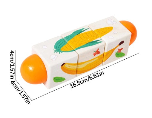 Twist & Match Frutas y Verduras – Puzzle Giratorio de Madera