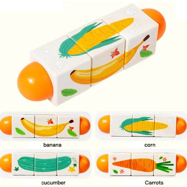 Twist & Match Frutas y Verduras – Puzzle Giratorio de Madera