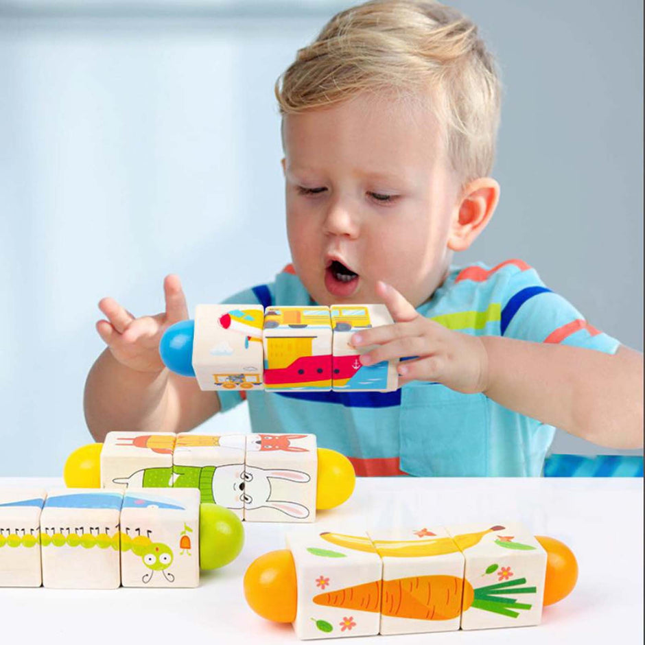 Twist & Match Frutas y Verduras – Puzzle Giratorio de Madera