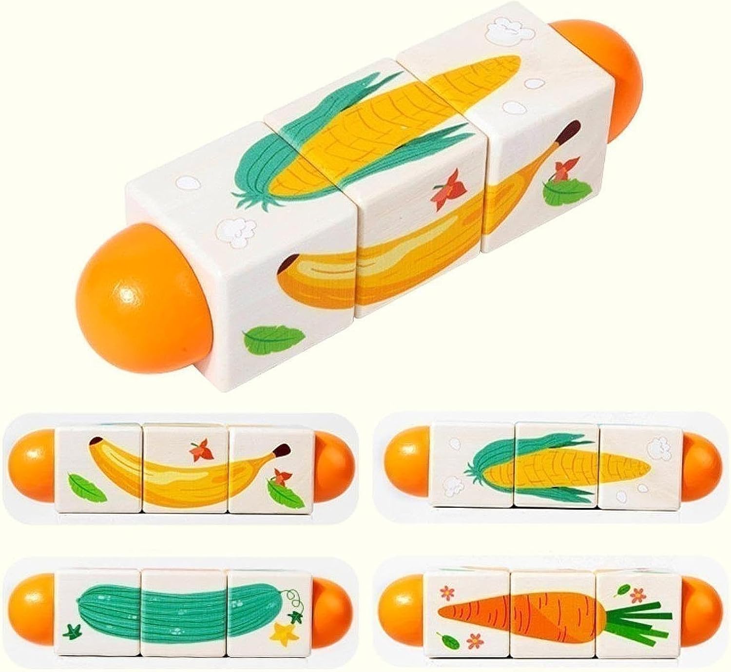 Twist & Match Frutas y Verduras – Puzzle Giratorio de Madera