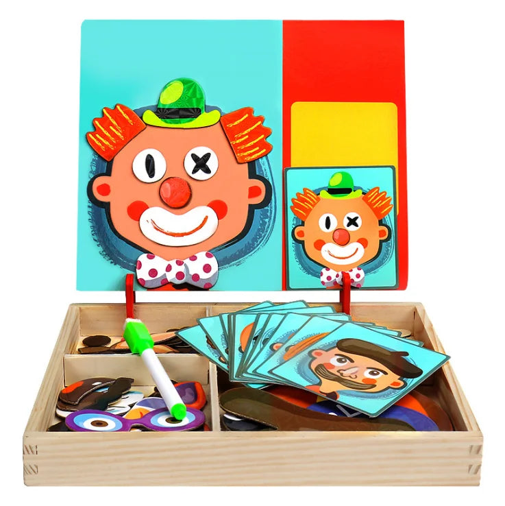 Puzzle Magnético de Rostros Divertidos – Caja de Madera con Tarjetas