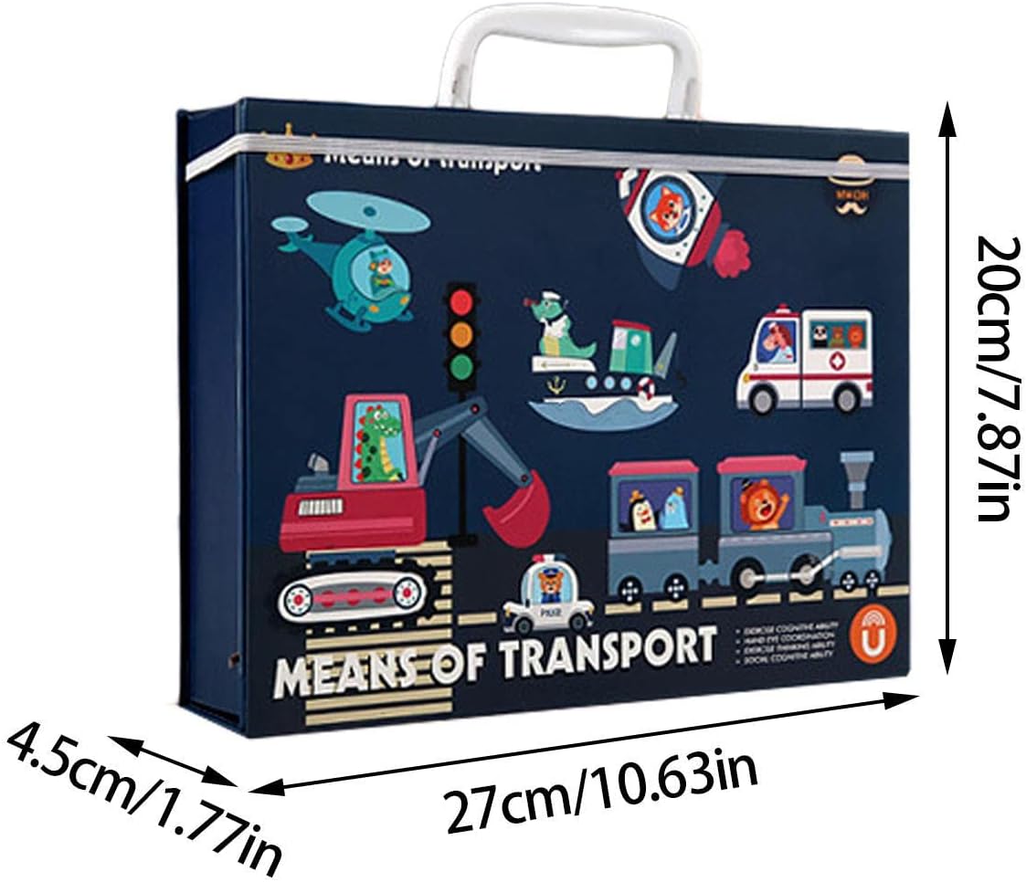 Juego Magnético de Transportes 2 en 1 | Rompecabezas Magnético + Juego de Mesa | Portátil