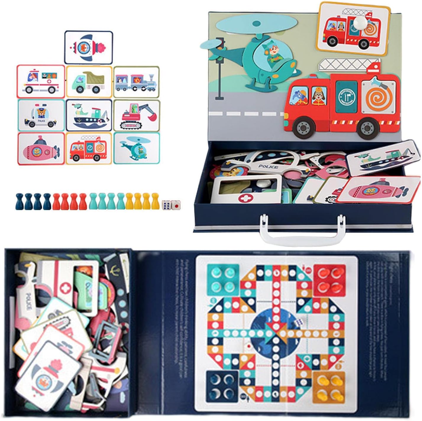 Juego Magnético de Transportes 2 en 1 | Rompecabezas Magnético + Juego de Mesa | Portátil