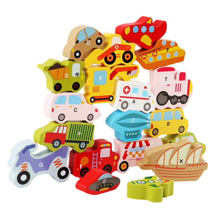 Rompecabezas de Vehículos Abecedario – ¡Apila, Aprende y Juega!