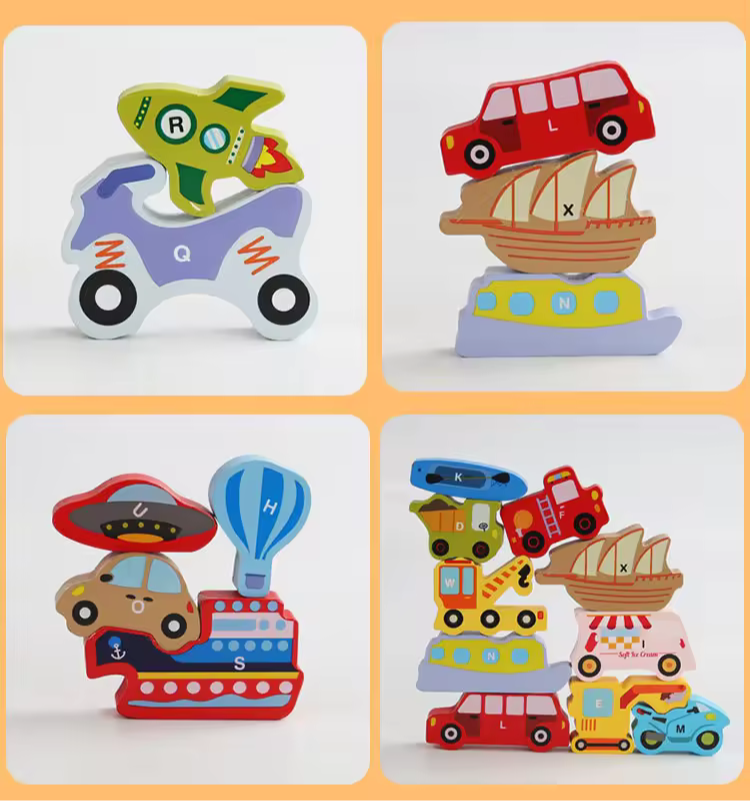 Rompecabezas de Vehículos Abecedario – ¡Apila, Aprende y Juega!