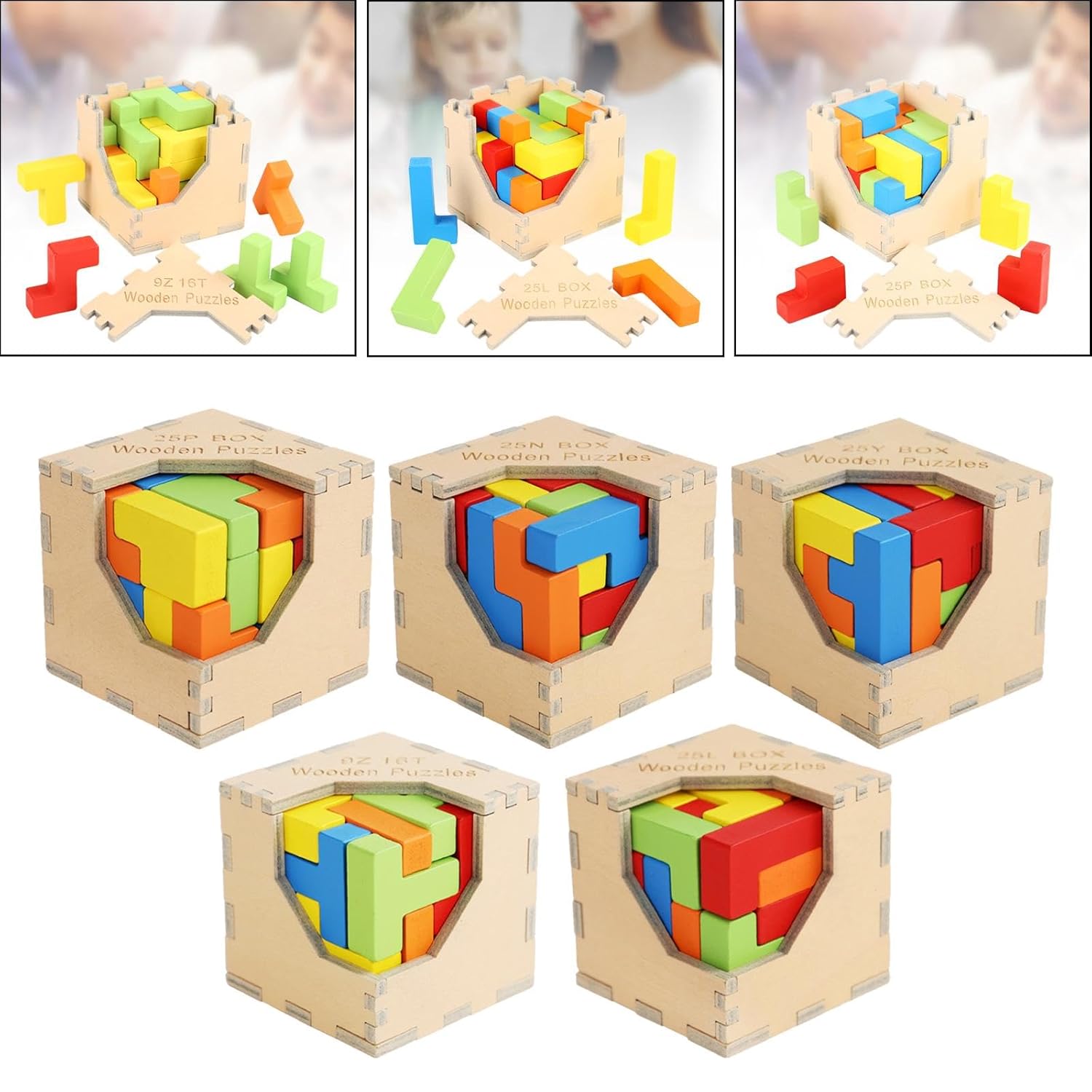 Cubos Desafío de Colores – Rompecabezas de Madera Montessori