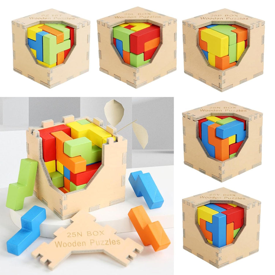 Cubos Desafío de Colores – Rompecabezas de Madera Montessori