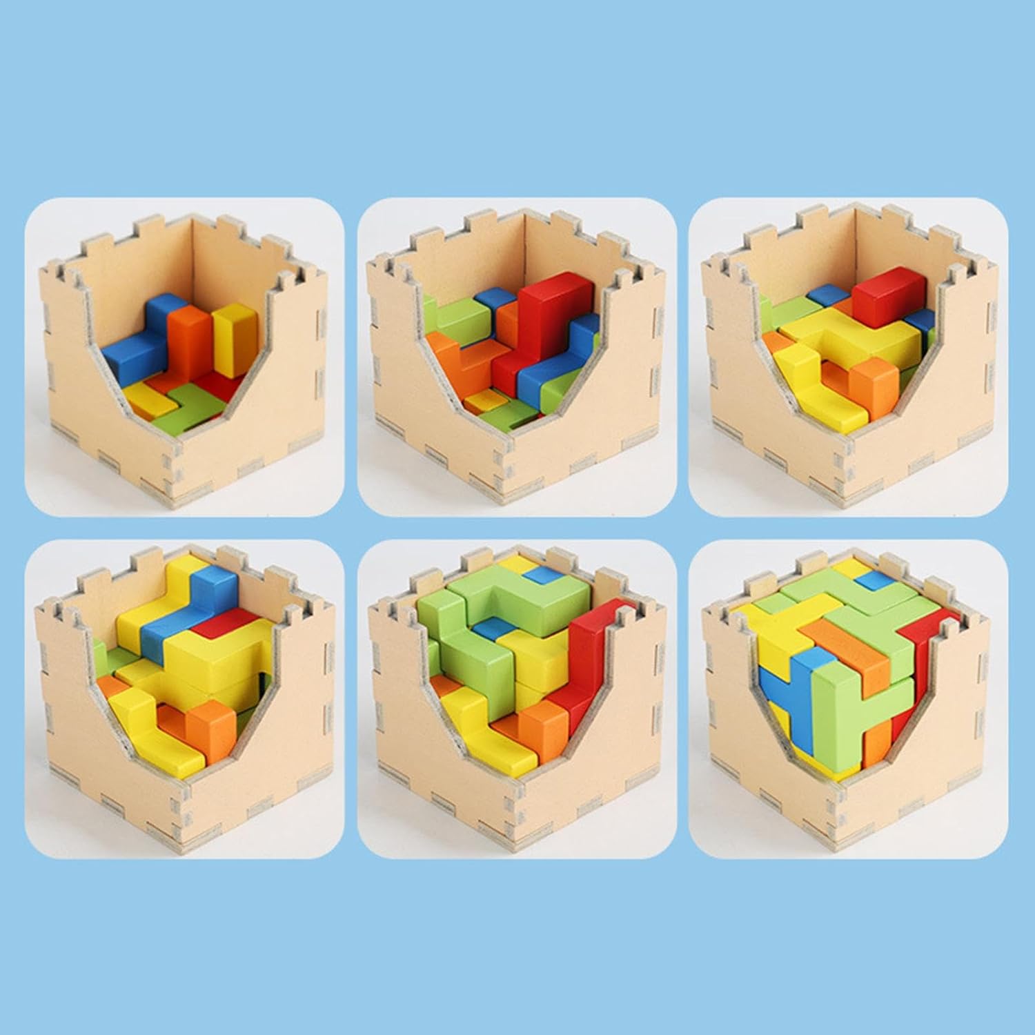 Cubos Desafío de Colores – Rompecabezas de Madera Montessori