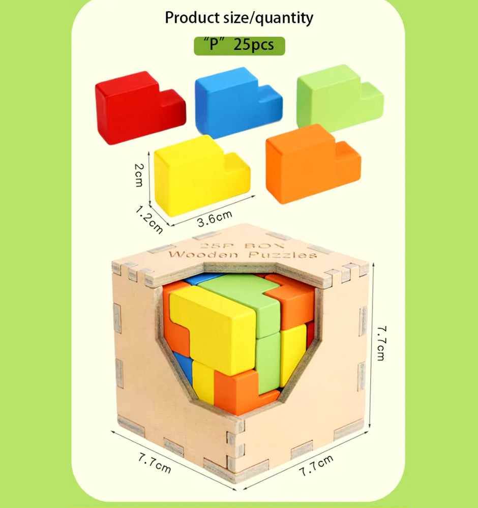 Cubos Desafío de Colores – Rompecabezas de Madera Montessori
