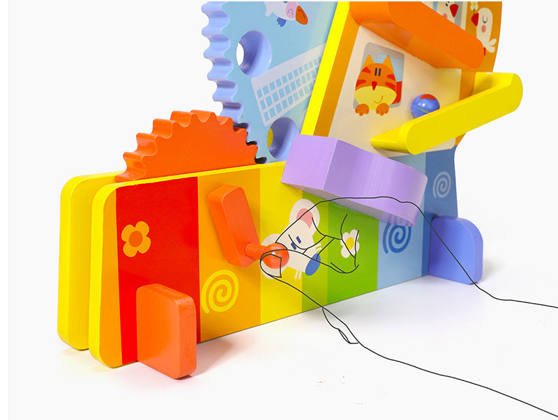 Rueda Montessori de Engranajes y Canicas – Juego Sensorial y de Causa-Efecto