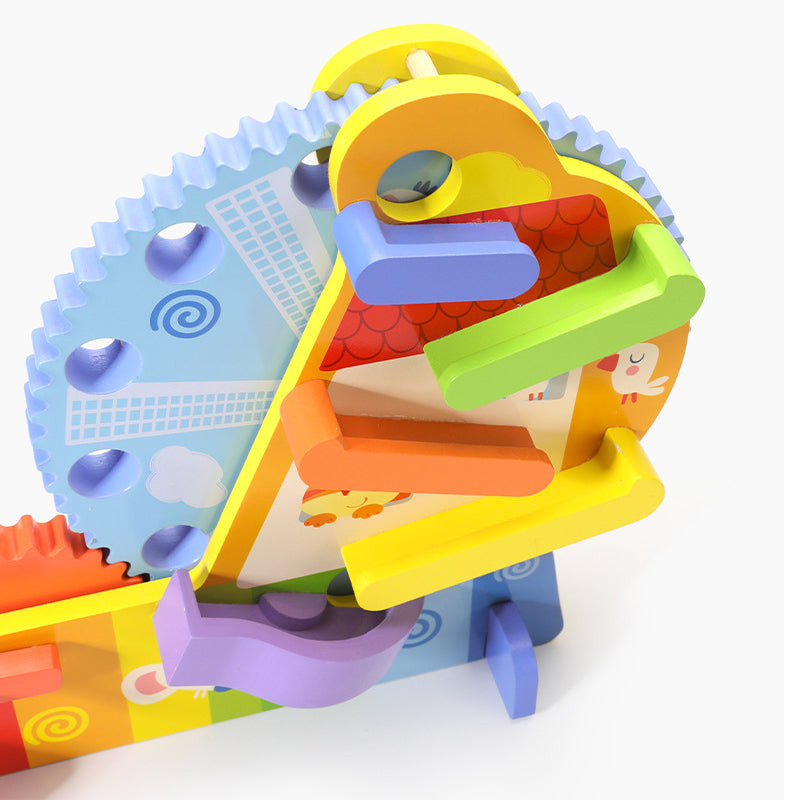 Rueda Montessori de Engranajes y Canicas – Juego Sensorial y de Causa-Efecto