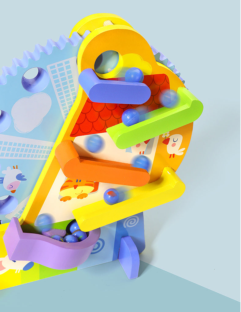 Rueda Montessori de Engranajes y Canicas – Juego Sensorial y de Causa-Efecto