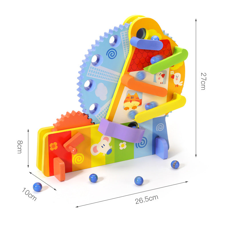 Rueda Montessori de Engranajes y Canicas – Juego Sensorial y de Causa-Efecto
