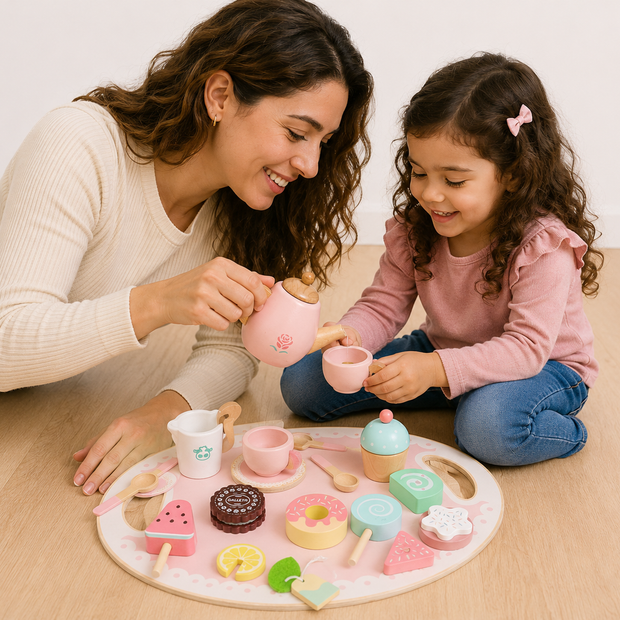 Tea Time Blossom – Set de Té de Madera
