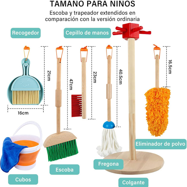 Set Montessori “Pequeño Ayudante” – Juego de Limpieza de Madera