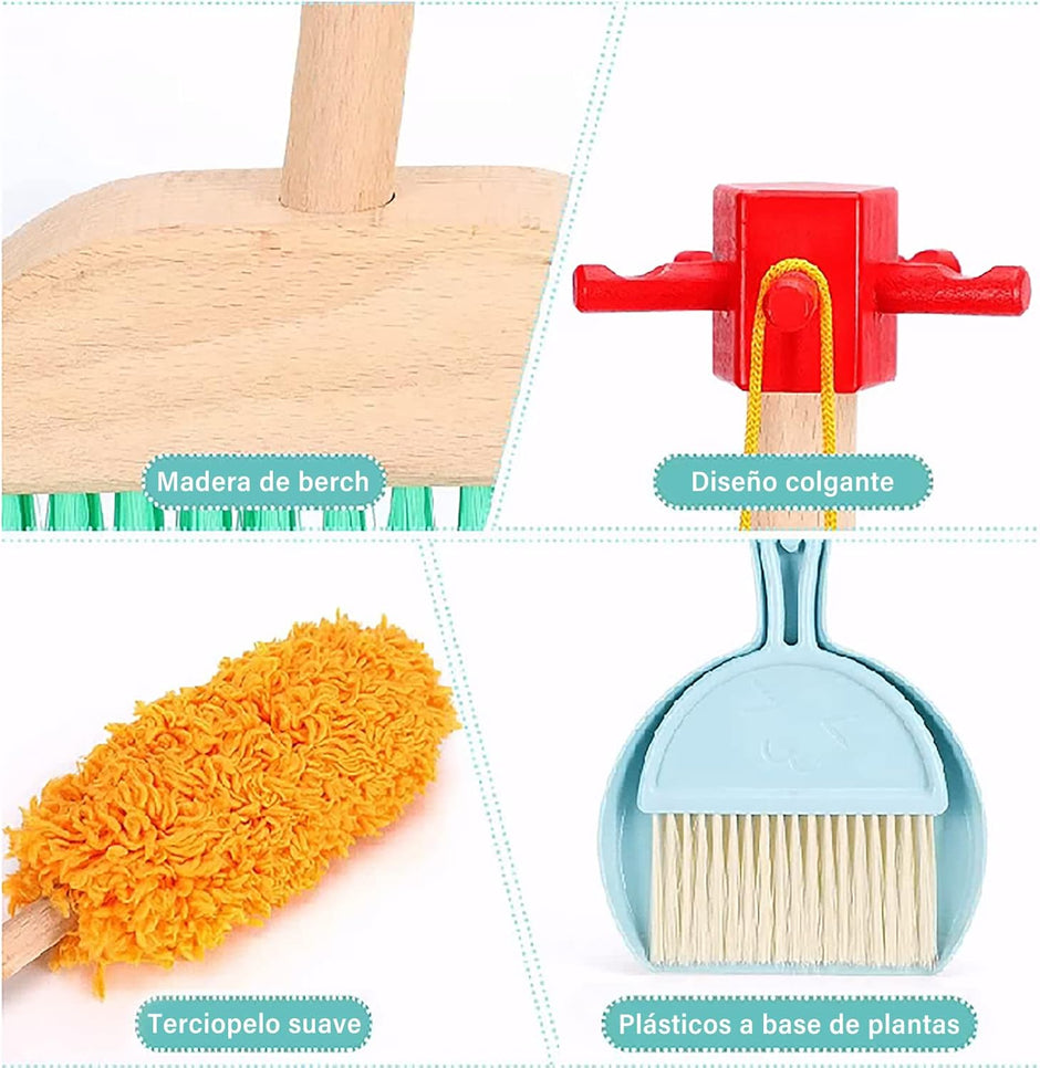 Set Montessori “Pequeño Ayudante” – Juego de Limpieza de Madera