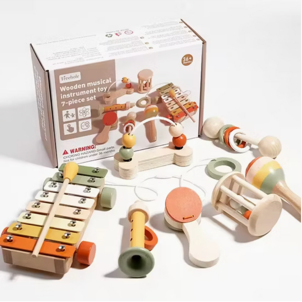 🎶 Pequeña Orquesta de Colores – Set Musical Montessori de Madera