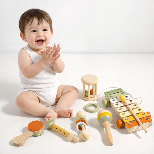 🎶 Pequeña Orquesta de Colores – Set Musical Montessori de Madera