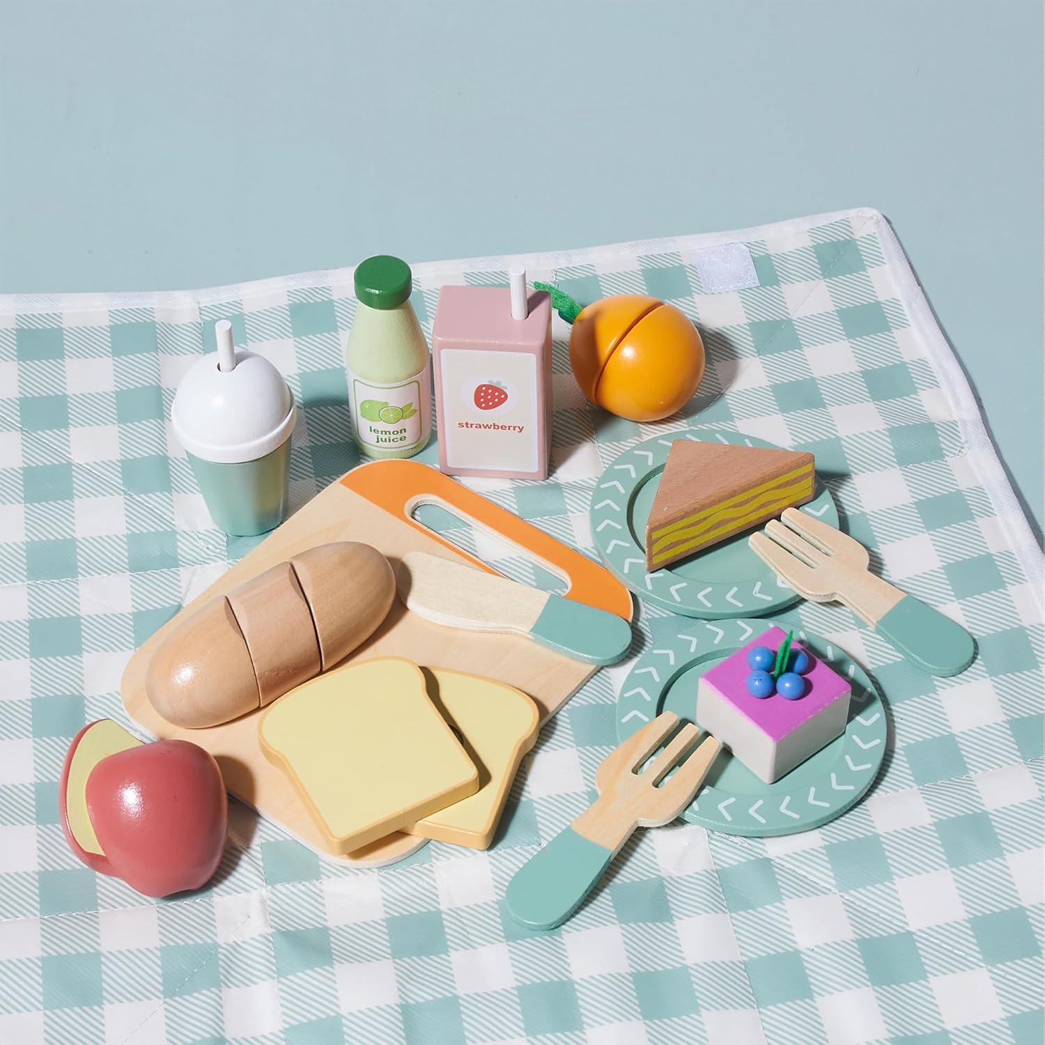 Picnic de Madera – Set de Juego 2 en 1 con Cesta y Mantel Mágico