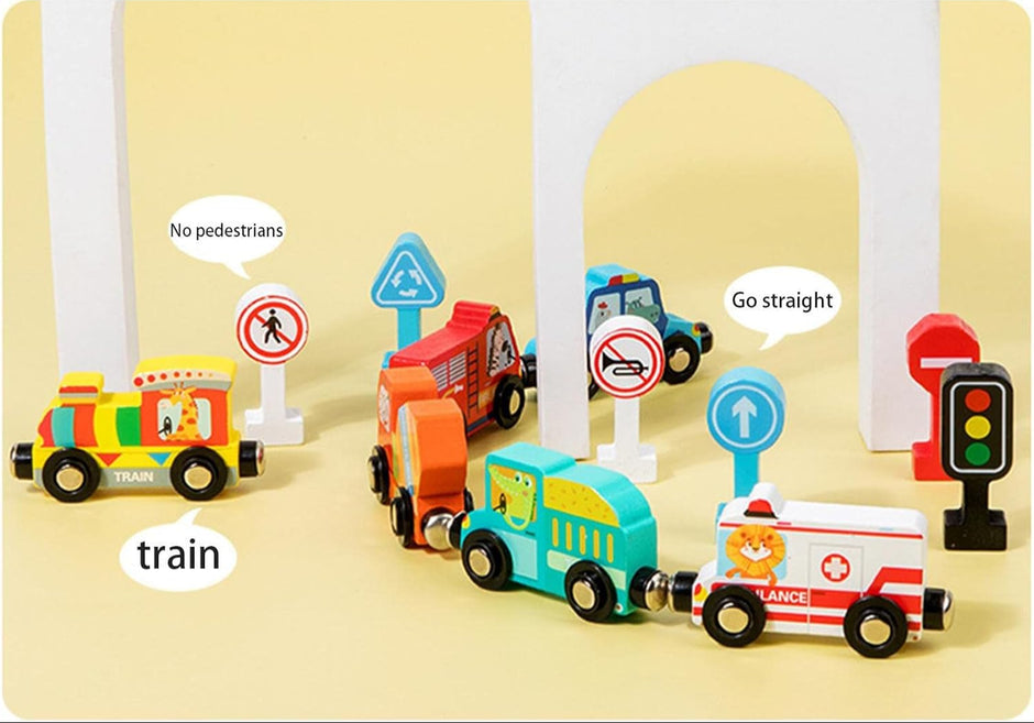 Pequeños Conductores – Set de Transportes y Señales de Tránsito en Madera