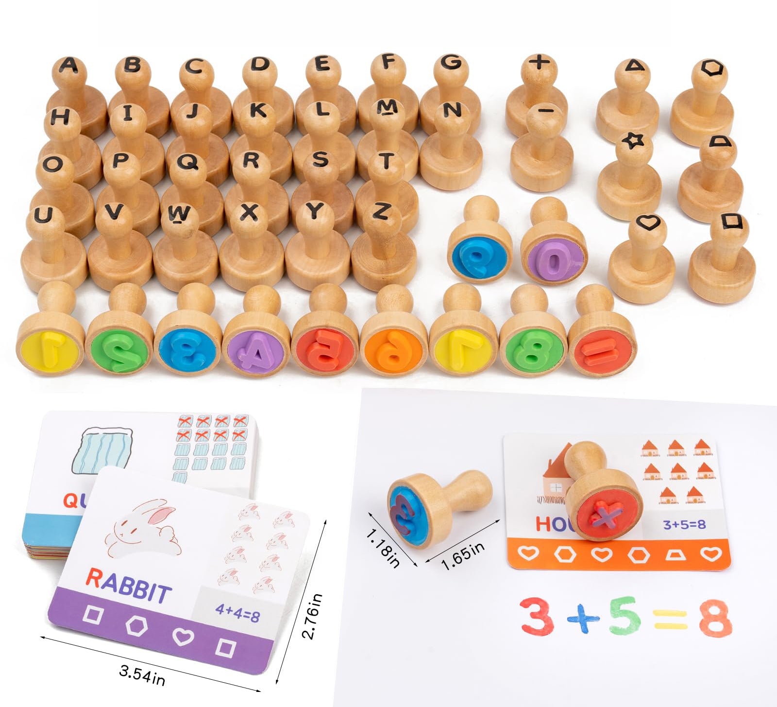 CleverStamps – Primeras palabras y operaciones matemáticas - Set de sellos letras y números