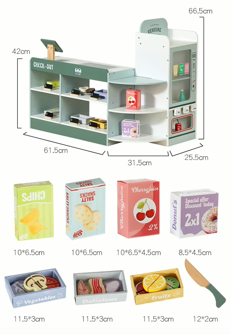 Mini Supermercado Montessori “Pequeños Compradores” – Juguete de Madera