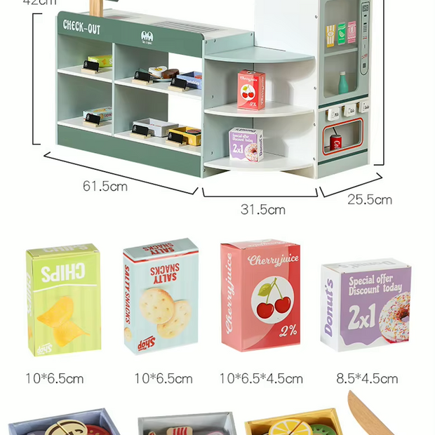 Mini Supermercado Montessori “Pequeños Compradores” – Juguete de Madera