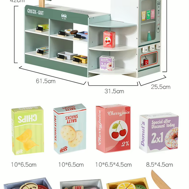 Mini Supermercado Montessori “Pequeños Compradores” – Juguete de Madera