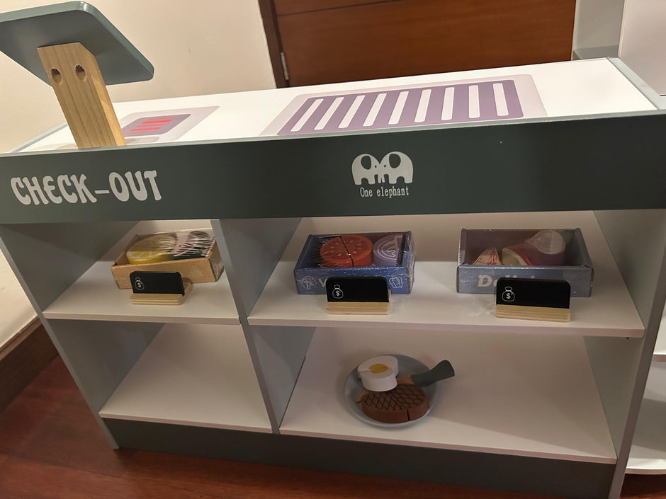 Mini Supermercado Montessori “Pequeños Compradores” – Juguete de Madera