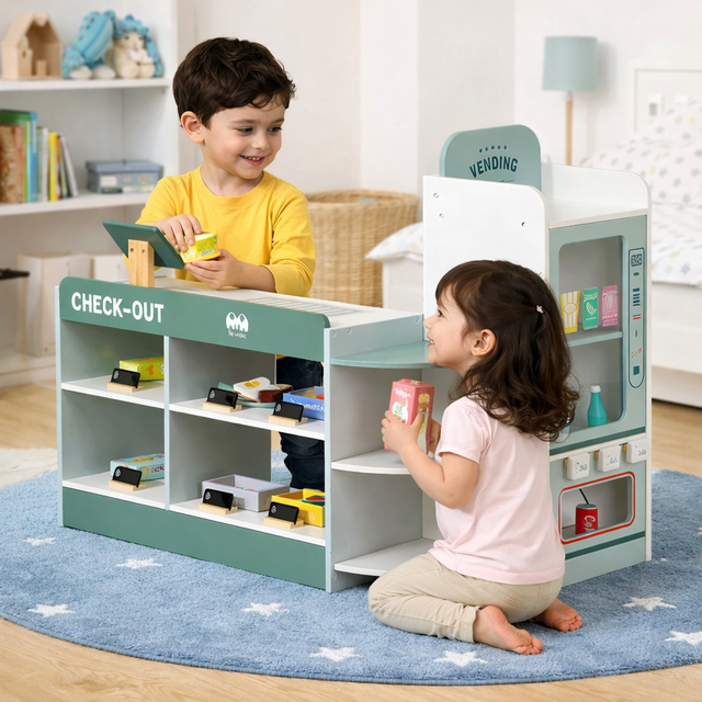 Mini Supermercado Montessori “Pequeños Compradores” – Juguete de Madera