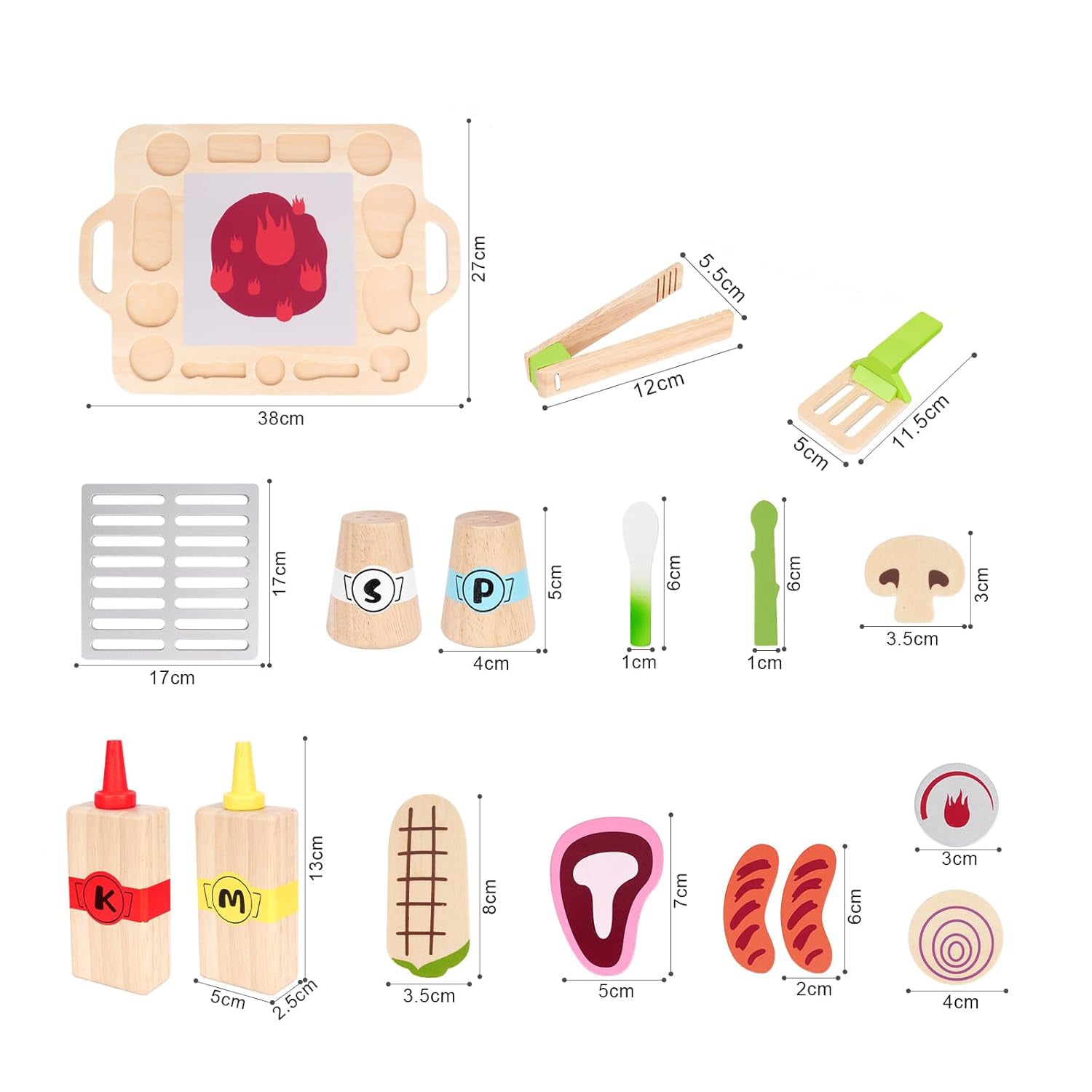 Mini Parrilla de Madera – Parrilla de Juego con Ingredientes y Utensilios