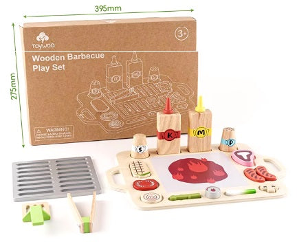 Mini Parrilla de Madera – Parrilla de Juego con Ingredientes y Utensilios