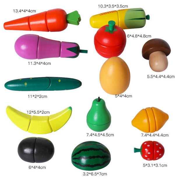 Tabla de Frutas y Verduras de Madera con Imán – Para cortar, jugar y aprender