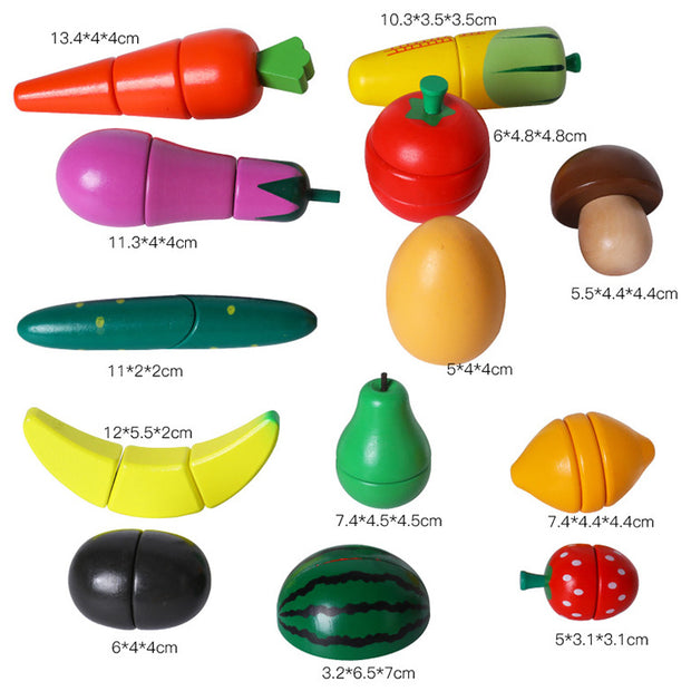 Tabla de Frutas y Verduras de Madera con Imán – Para cortar, jugar y aprender