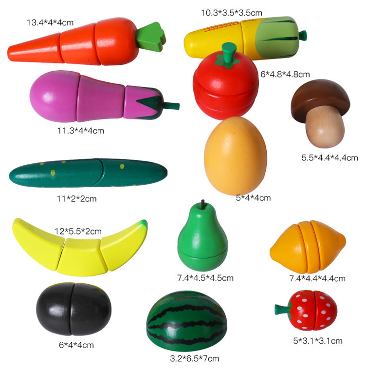 Tabla de Frutas y Verduras de Madera con Imán – Para cortar, jugar y aprender
