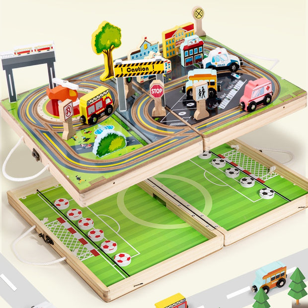 Set 2 en 1 “Ciudad sobre Ruedas y Cancha de Fútbol